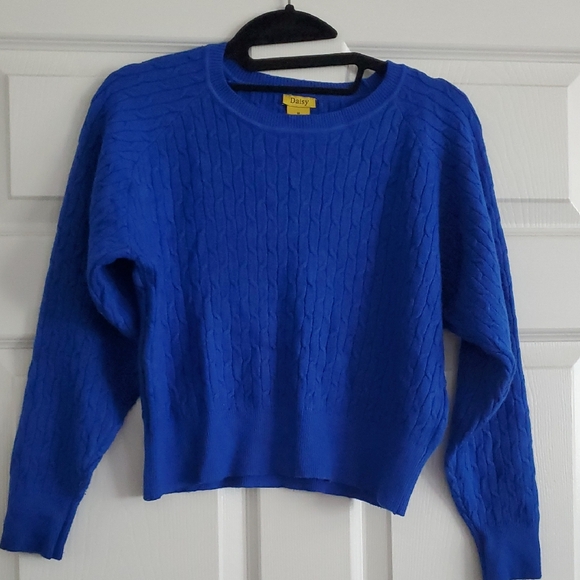 Daisy Sweaters - Daisy Women's Vibrant Blue Crew Neck Sweater Size M